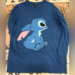 Disney Blue Stitch Knit Sweater with Pink Ear Accent